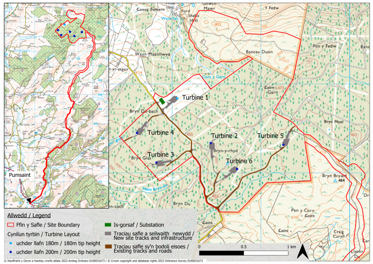 Map showing the Waun Maenllwyd Site and Access Route